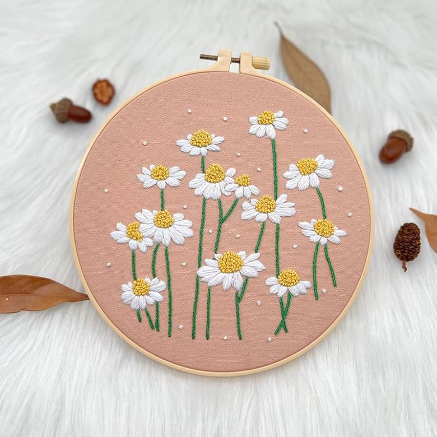 Amazon | BYVUTE デイジー刺繍キット 初心者向け ホワイト